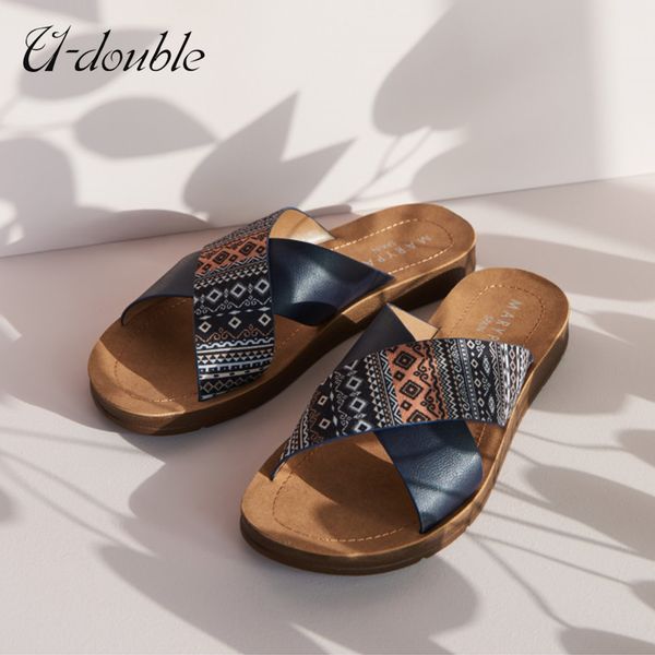 

u-double 2020 summer shoes woman sandals flat sandalias mujer thin strips gladiator beach sandals ladies flip flops slides, Black