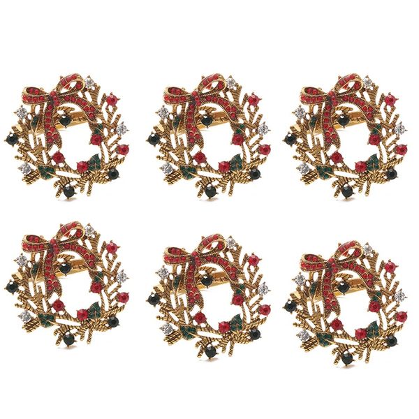 

6pcs christmas wreath napkin rings metal napkin buckle holder circle l restaurant wedding party dinner table d