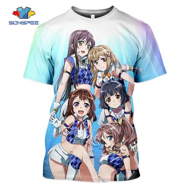 

anime cute girl bang dream 3d summer 3d print shirts funny harajuku oversized men clothing