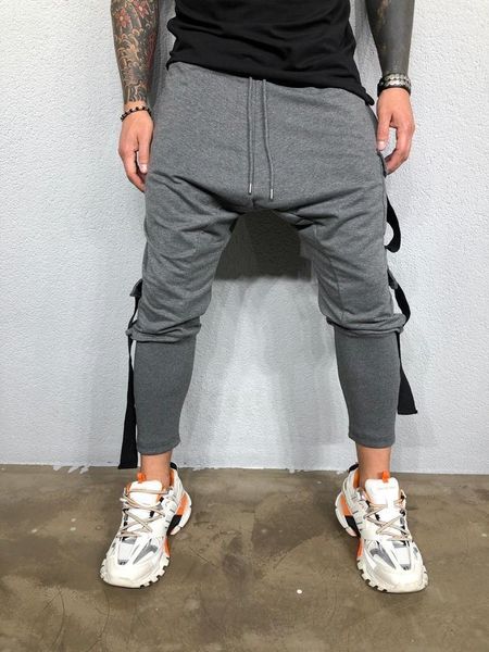 

color pocket drawstring homme clothing sports style straight casual apparel mens fashion designer casual pants solid, Black