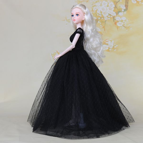

fashion black bjd 1/4 clothes dancing party white gown suit for 45cm doll wedding dress doll accessories toy girls cool gift toy, Silver