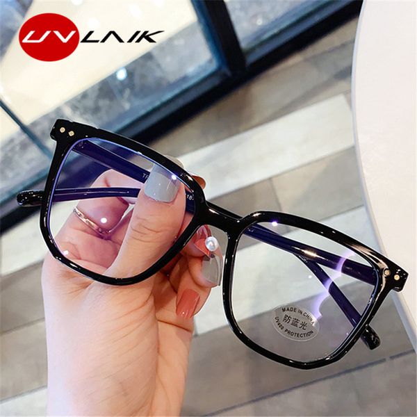 

uvlaik anti blue light glasses frame 2020 women's eyeglasses frame transparent computer eyeglasses vintage men spectacles frames, White;black