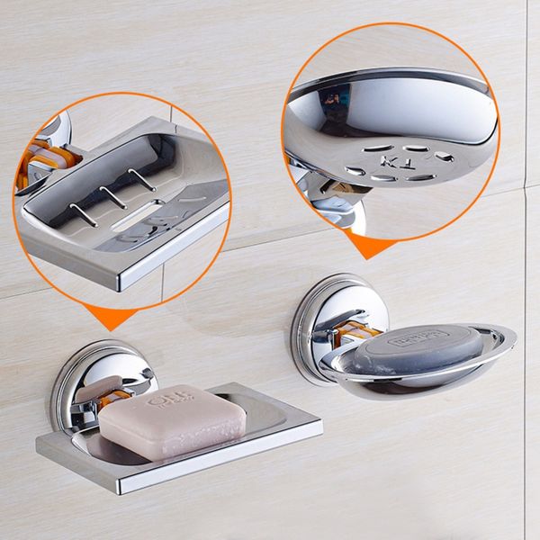 

Soap Dish Household Strong Suction Cup Kitchen Sink Stainless Steel Soap Cup Soaps Holder Dish Bathroom, Silver