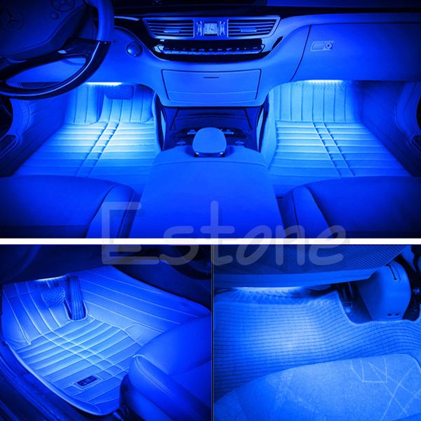 

new blue 2x12 led car interior footwell floor decor atmosphere light neon strips