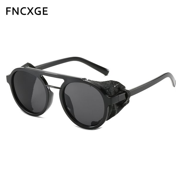 

2020 men steampunk sunglasses women round fashion brand designer driving fishing uv400 goggle vintage retro sun glasses 97042, White;black
