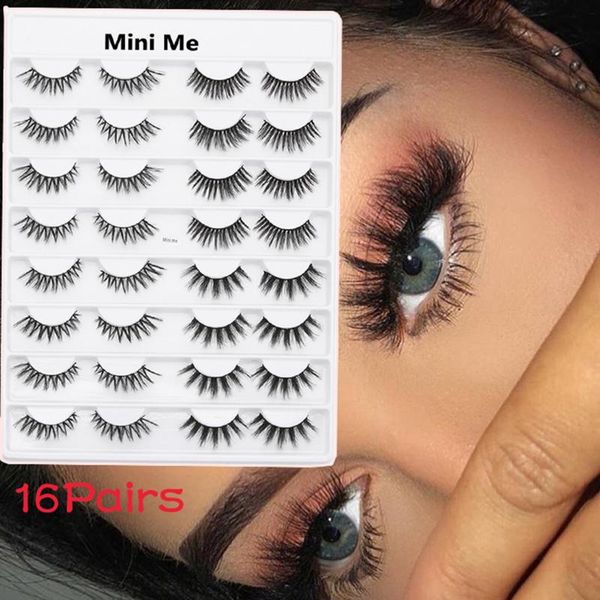 

16 pairs 3d mix style mink false eyelashes natural long criss-cross wispies lashes extension handmade beauty eye makeup tools