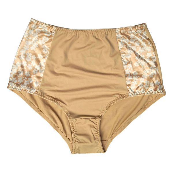 

plus size high waist multi color flower printed ice silk panties brief for female underwear lingerie gift s-3xl br014, Black;pink