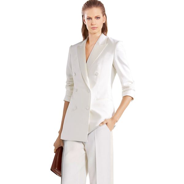 

women pant suits silk lady suit office formal work wear customizewhite women ladies business office tuxedos new fashion suits, White