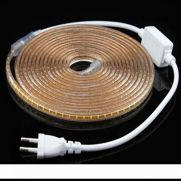 

220V SMD 3014 led strip flexible light warm white white Blue Power plug ,120leds m waterproof led Strips