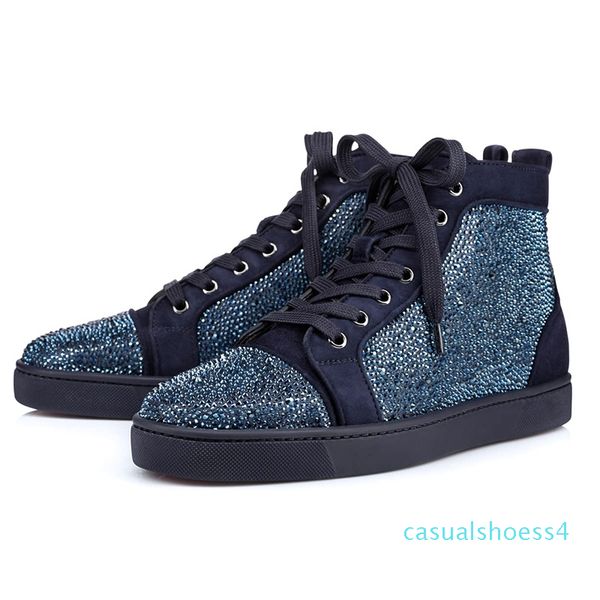 

2049 new red bottoms designer shoes for men women fashion rivet glitter sneakers for party genuine leather casual rivet studded shoes cs07c4, Black
