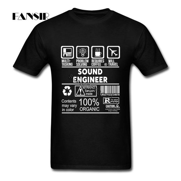 

sound engineer short sleeved t shirt male tshirt pure cotton round neck men's t-shirt for group