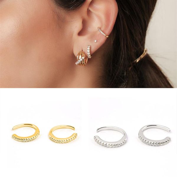 

AprilGrass Brand Designer 100% 925 Sterling Silver Ear Bone Clip Super Fairy Ear Pierced Ear Hoop Earrings For Women Personality