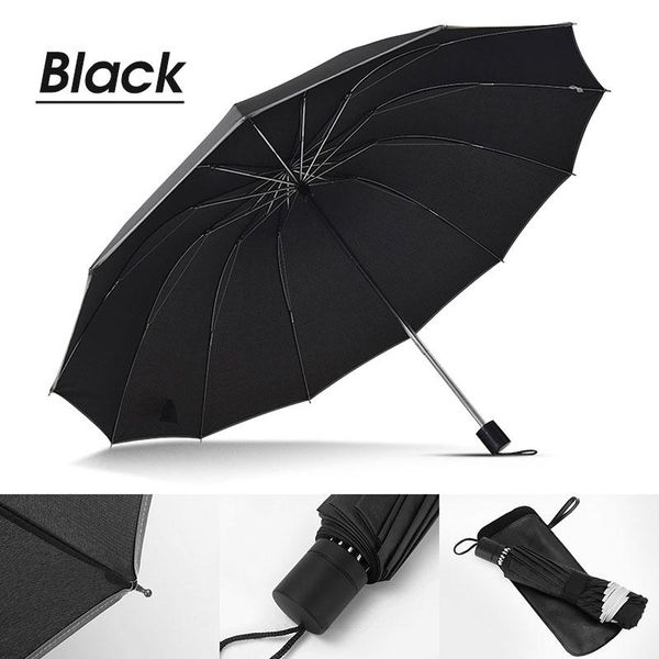 

umbrellas reflective big male windproof business paraguas family women 12ribs travel rain men umbrella 3folding parasol cover pmisd