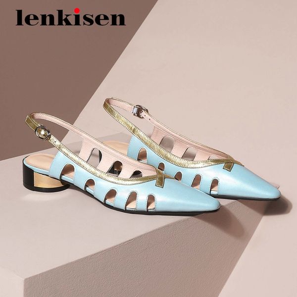 

lenkisen big size genuine leather mixed colors fashion pointed toe med round heel buckle straps beauty lady cozy women pumps l66, Black