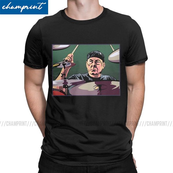 

neil peart drummer men's t shirt drums drum rock music vintage tees short sleeve round collar t-shirts pure cotton 6xl clothes
