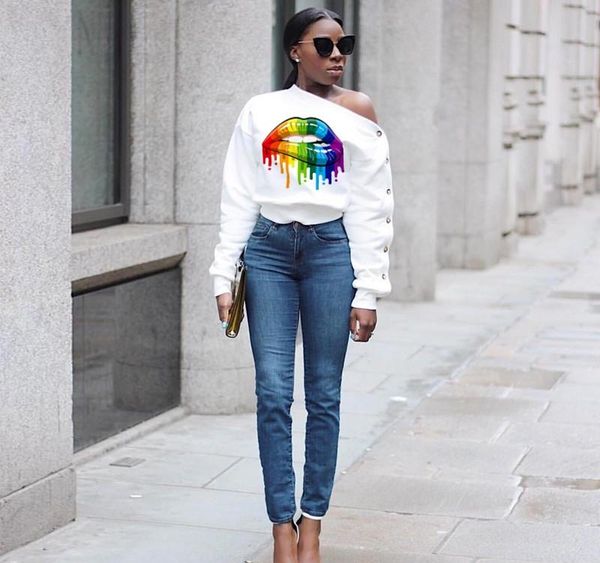 

women leopard fall winter casual clothes off shoulder hooded sweatshirts button pullover s-2xl (only have hoodies) 45, Black