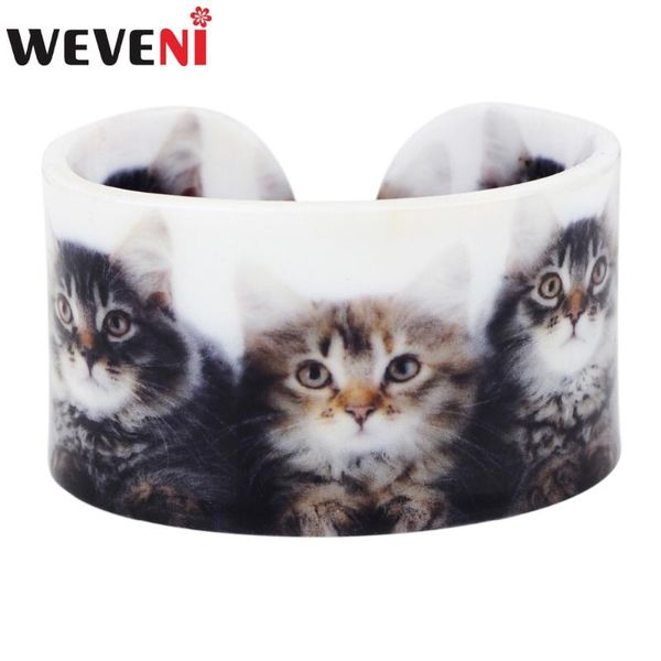 

bangle weveni plastic lovely cat kitten bangles bracelets fashion craft jewelry for women girl animal accessories wholesale, Black