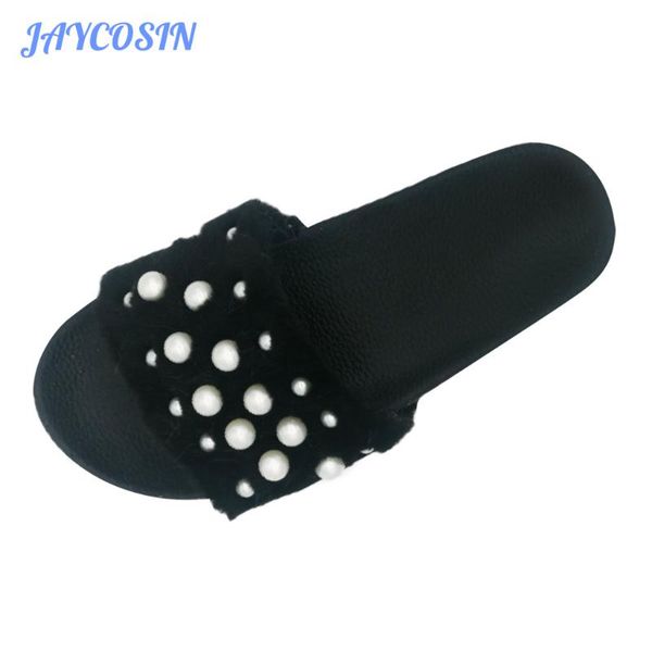 

jaycosin women shoes casual pearl slip on flat sandals women 2020 fashion black dot print summer shoes open toe slippers
