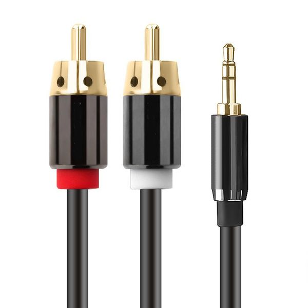 

3.5 to double lotus audio cable 3.5mm one-to-two 3.5-2rca od4.0mm oxygen-copper audio cable for cell phone 24k pvc jacket wholesale