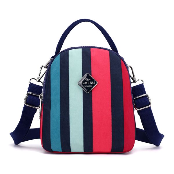 

jielshi women mini backpack classic stripe pattern nylon female shoulder & crossbody bags multifunction tote bag for young girls