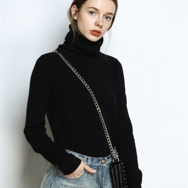

women's boutique, sweater, turtleneck sweater, solid color slim shirt, White;black