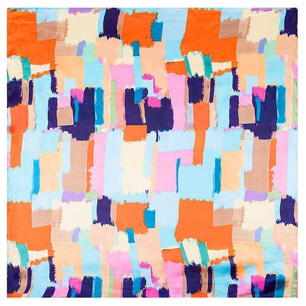 

women 60x60cm square scarf imitated silk scarves stewardess hostess lady geometric spell color oil printing neckerchief bandan, Blue;gray