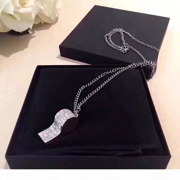 

fashion whistle necklace for women mens party wedding jewelry with for bride lovers engagement gift with box, Silver