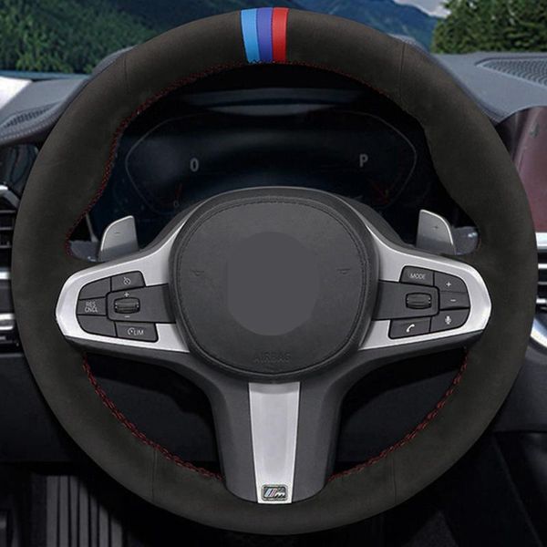 

car steering wheel cover black diy black suede for m sport g30 g31 g32 g20 g21 g14 x3 g15 g16 g01 x4 g02 x5 g05