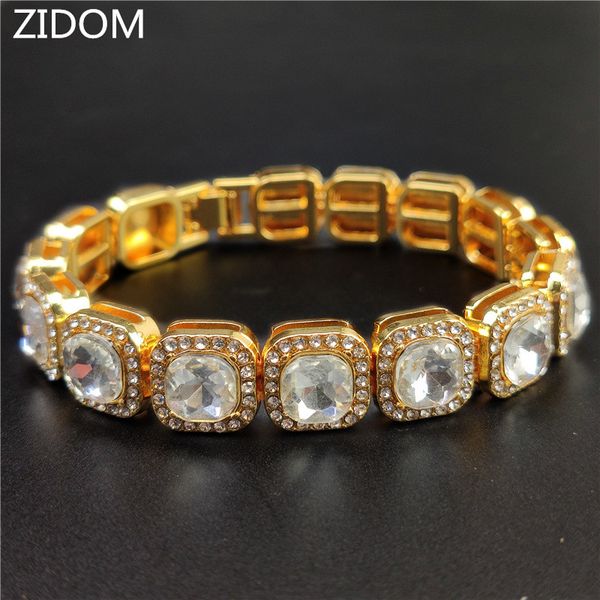 

men/women hip hop iced out bling bracelet cz stone hiphop charm bracelets fashion jewelry gifts, Black