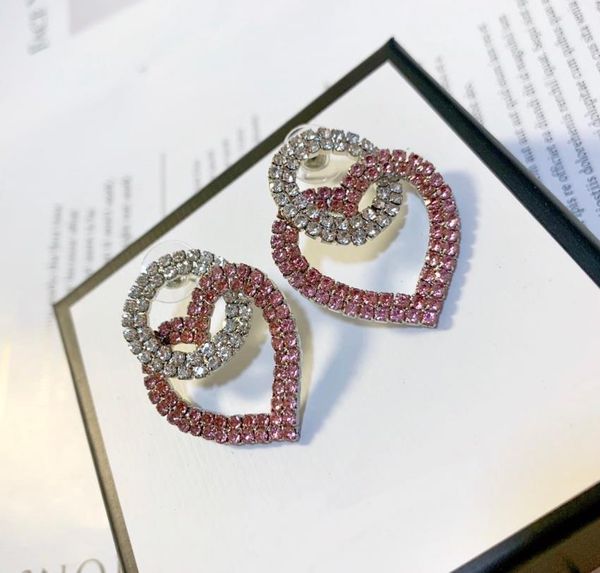 

personalized exquisite flower pink diamond earrings, Golden;silver