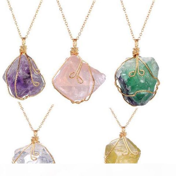 

new crystal quartz necklaceshealing point chakra bead gemstone necklace pendant original natural stone-style pendant necklaces jewelry, Silver