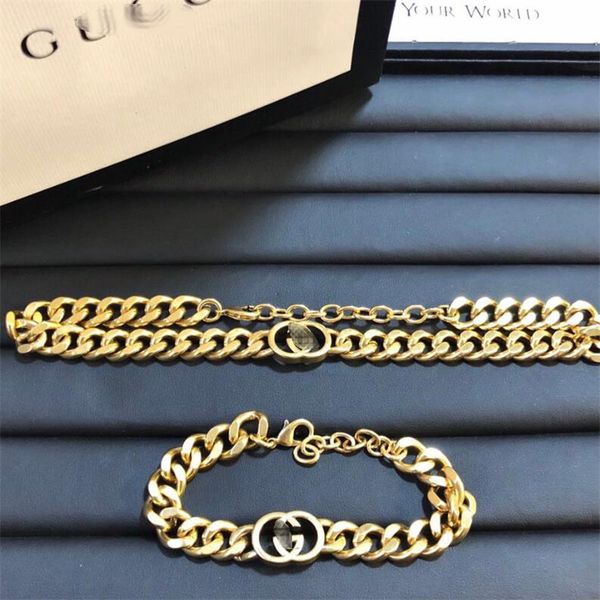 

vintage letter women bracelets ins fashion hollow chain necklaces trendy personality charm female bracelet jewelry, Golden;silver