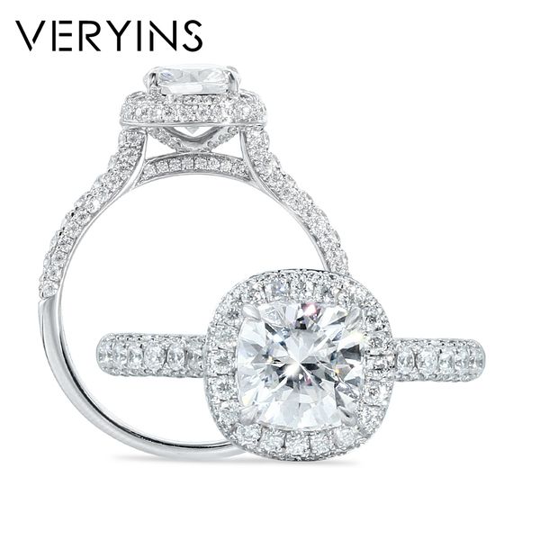 

romantic 14k white gold center 1.5ct 7mm cushion cut moissanite halo engagement ring for women wedding t200905, Slivery;golden