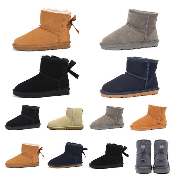 

2020 women boots classic australia mini ankle knee boots triple black khaki beige new arrival bailey bow winter snow booties 5-10