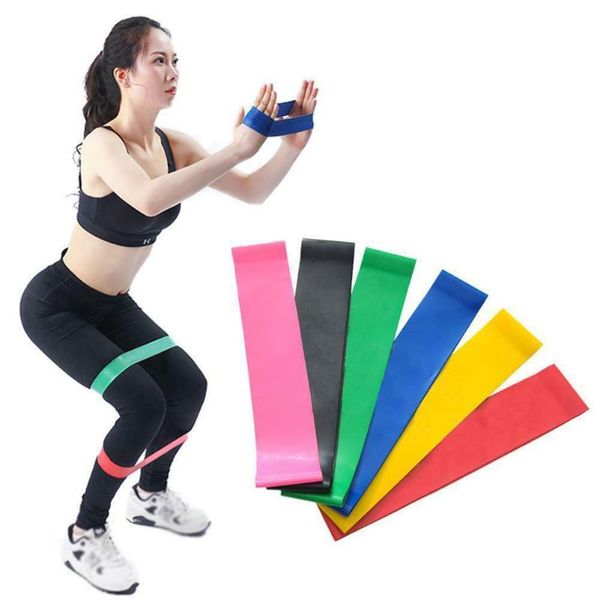 

6pcs durable latex resistance bands colorful exercise gym strength yoga training fitness bands body building equipment