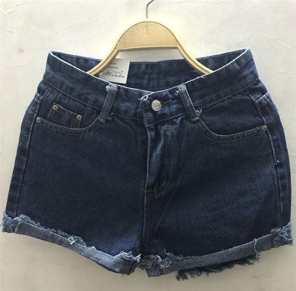 

fly solid washed fashion female jeans high waist casual skinny ladies clothing summer womens tassel shorts zipper, Blue