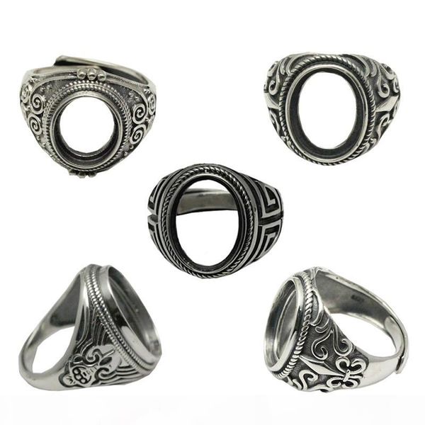 

beadsnice cabochon setting ring vintage style diy ring base 925 sterling silver for oval stones thailand silver rings id 34078, Slivery;crystal