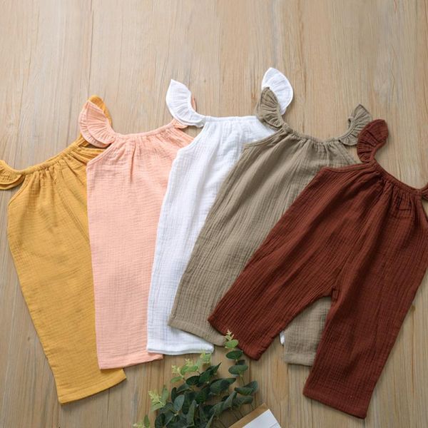 

clothing sets pudcoco born baby girl clothes solid color knitted cotton sleeveless strap romper jumpsuit one-piece outfit sunsuit, White