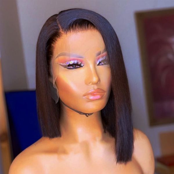 

13x5 short bob lace front wigs peruvian 100% remy hair for black women straight lace front human hair wigs 150% density
