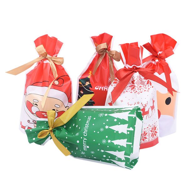 

5/10pcs christmas candy bags cute santa claus printed plastic bag merry christmas new year gift candy snack packaging supplies 7
