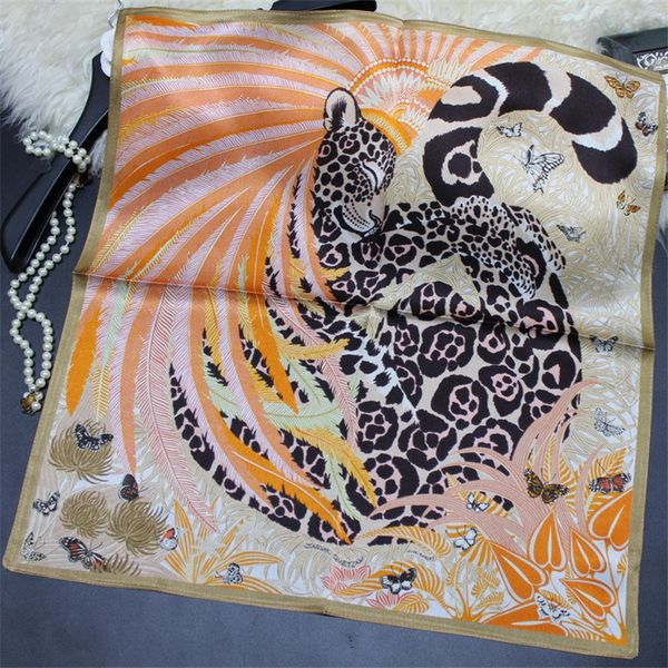 

scarves pobing 100% pure silk scarf for ladies fashion designer square small head handkerchief wholesale hijab wraps 53x53cm, Blue;gray