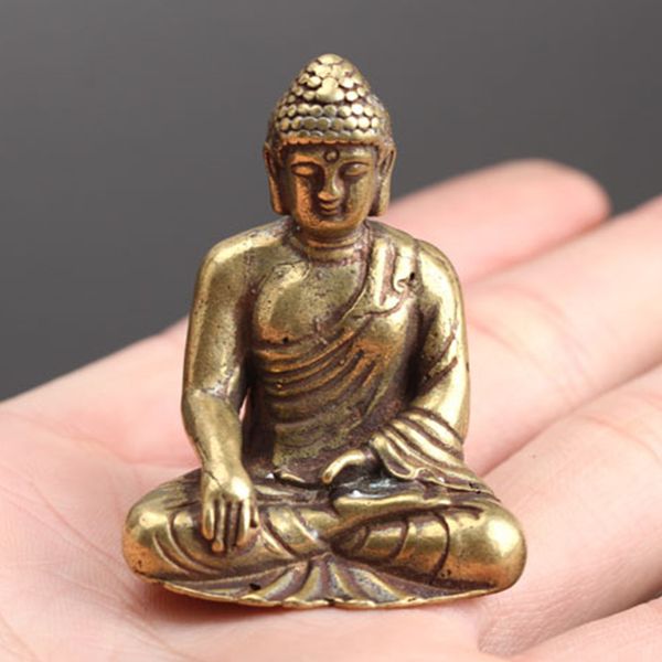 

figure sculpture meditating sitting home decoration buddha statue vintage brass