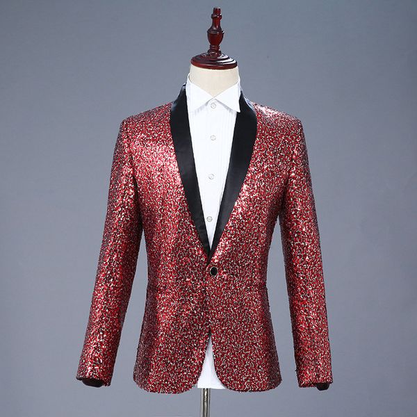 

mens shawl collar sequin blazer jacket wedding groom prom men blazer slim fit tuxedo homme nightclub stage singer costume, White;black