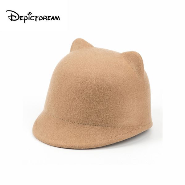 

new autumn winter fashion leisure wool for children cute cartoon ear modeling beard formal hat size 54cm, Blue;gray