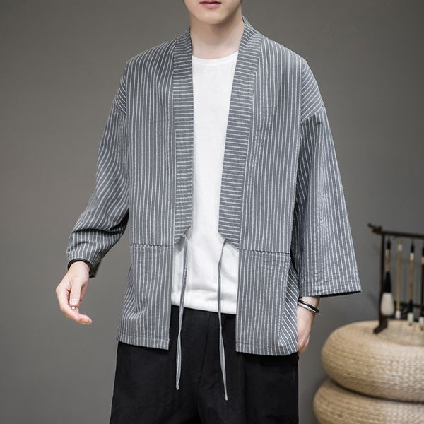 

men's jackets summer jacket men streetwear coat windbreaker for cardigan man stripe chinese style tang suit open stitch, Black;brown