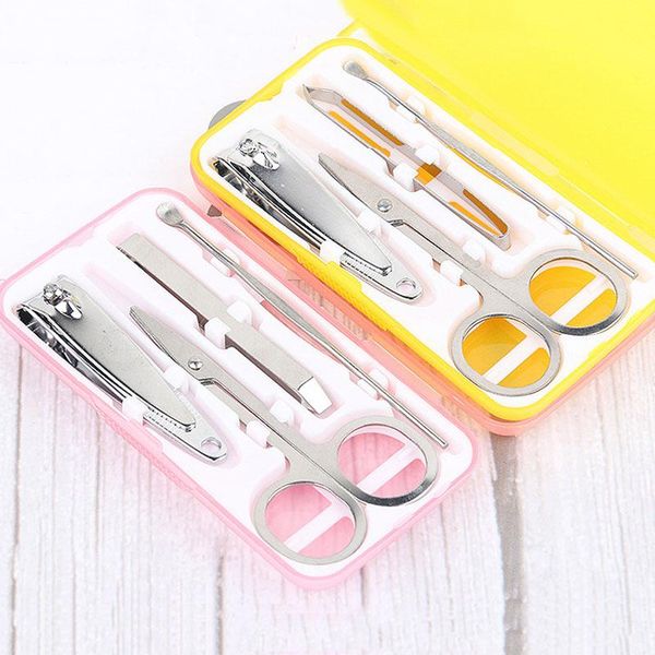 

stainless steel 4 pcs/set nails tools kit manicure nail scissors set portable fingernail trimmers nail tools plastic box sets dh1390 t03