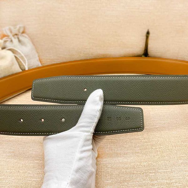 

2020 without buckle two sides men women belt genuine leather strap brown green first layer 3.8 cm ing, Black;brown