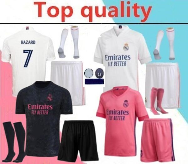 

2020 real madrid isco hazard soccer jersey kits 20/21 modric marcelo benzema bale mariano men football shirt full kits, Black