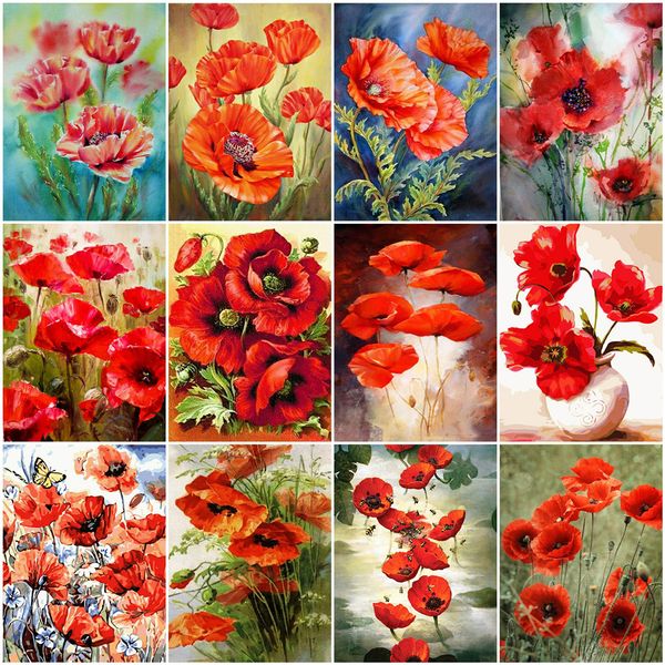 

azqsd painting by number canvas kits diy flowers unique gift unframe pictures by numbers poppy abstract art decor for home