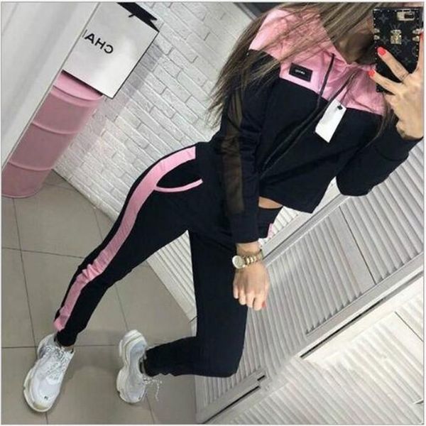 

women two piece set outfits sportswear tracksuit long sleeve jogging sports hoodie leggings suits pullover clubwear women clothing, Black
